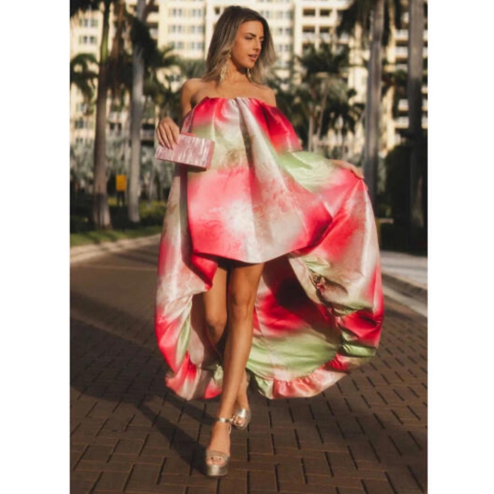 Elegant Strapless Floral Dress